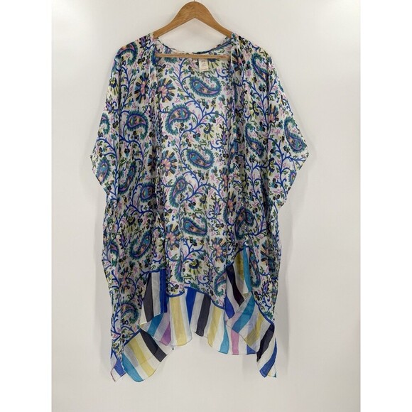 Soft Surroundings  Open Wrap Poncho Kimono 100% Silk Floral Paisley SMALL/MEDIUM - Picture 7 of 9
